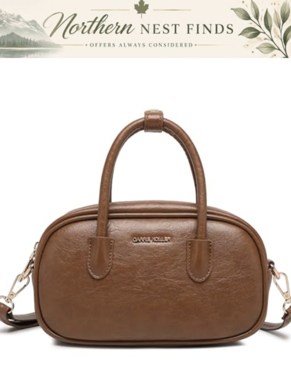 Vegan Leather Boston Crossbody Bag Top Handle Satchel Removable Strap